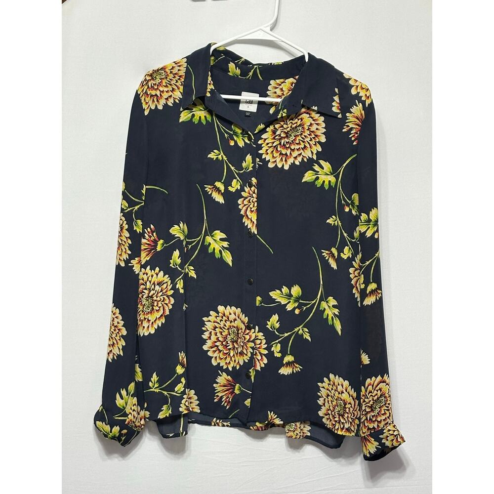 Cabi Daisy Blouse #3250 Large Floral Button Front Long Sleeve Shirt - Picture 2 of 5
